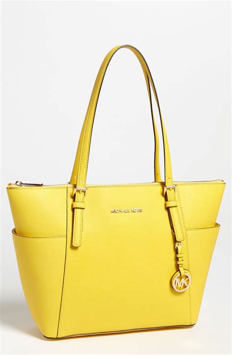 michael kors purse beige and yellow lining|Michael Kors yellow tote bag.